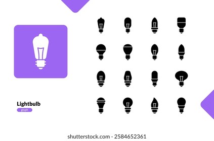 lightbulb electric lamp fluorescent illuminated idea creative thinking detailed solid glyph icon