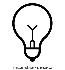 Icono plano de la electricidad de bombilla de luz aislado en fondo blanco