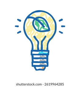 lightbulb energy saving doodle icon sketch vector. lightbulb energy saving sign. isolated symbol illustration