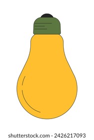 Lightbulb energy-saving 2D linear cartoon object. Efficiency light bulb isolated line vector element white background. Sustainable incandescent. Lighting equipment color flat spot illustration