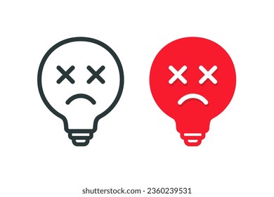 Lightbulb error icon. Illustration vector