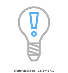 Lightbulb with exclamation mark icon. Concept of idea, solution, and innovation.