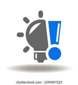 Lightbulb Exclamation Mark Icon Vector. Bulb Attention Sign. Invention Idea Innovation Logo.