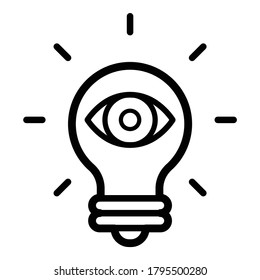 Lightbulb Eye Flat Icon Isolated On White Background
