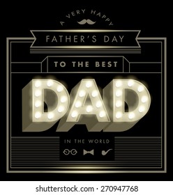 lightbulb father's day card template vector/illustration