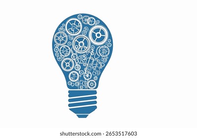 A lightbulb filled with gears, representing innovation and ideas.
