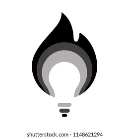 Lightbulb in fire vector icon. Bulb logo. New idea vector icon.