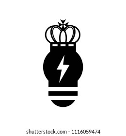 Lightbulb with flash bolt and a crown icon vector icon. Simple element illustration. Lightbulb with flash bolt and a crown symbol design. Can be used for web and mobile.