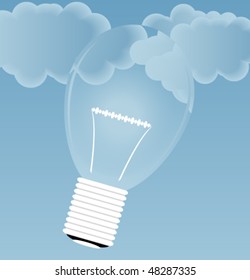 light-bulb floating on sky  eco concept
