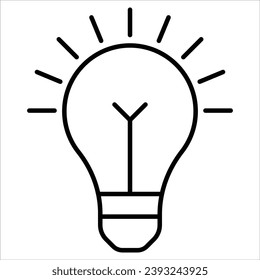 lightbulb (for insights) , Alert, risk sign line icon