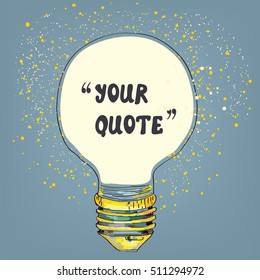 Lightbulb with the frame for the quote - vector graphic illustration