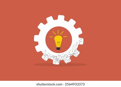 Lightbulb in gear. concept of Business idea, process, new idea, innovation, design, industry, and engineering