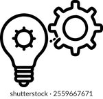 Lightbulb and gear floating together isolated on white background concept as A vector illustration of a lightbulb and gear hovering side by side in mid air symbolizing innovative ideas powered by team