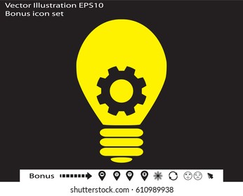 lightbulb, gear, icon, vector illustration eps10