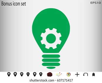 lightbulb, gear, icon, vector illustration eps10