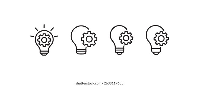 Lightbulb and gear icons for creative process vector