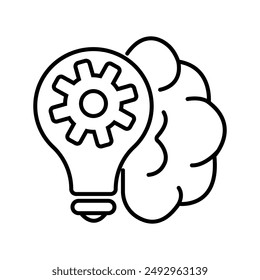 Lightbulb With Gear Inside And Brain Icon