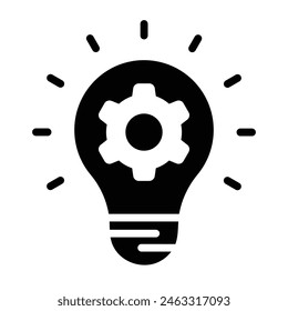 Lightbulb with a gear inside simple icons. Innovation symbols collection. Vector Illustration.