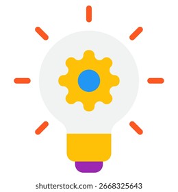 Lightbulb with gear inside, symbolizing innovation and ideas for tech, startup, and marketing visuals.