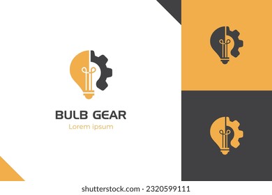 Lightbulb and Gear Logo Icon design for Education, Idea, Innovation, Invention, and Business logo symbol