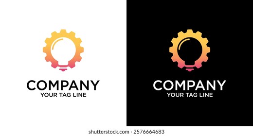 Lightbulb and Gear Logo Icon for Education, Idea, Innovation, Invention, and Business Presentation Template
