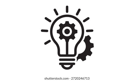 Lightbulb with Gear Mechanism Simple Black Icon