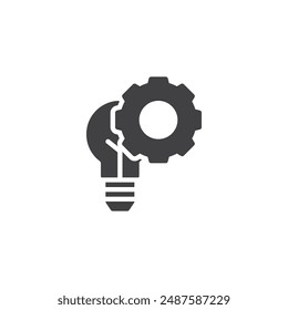 Lightbulb with gear vector icon. filled flat sign for mobile concept and web design. Innovation glyph icon. Symbol, logo illustration. Vector graphics