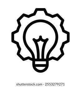 Icono de Vector de engranajes de bombilla para conceptos de innovación. Trazo editable.