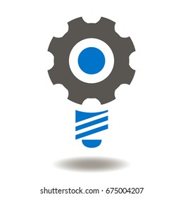 Lightbulb Gear Vector Icon. Light Bulb Cogwheel Illustration.