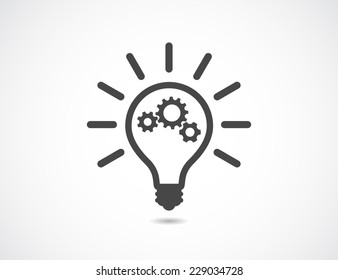 Lightbulb With Gears Cogs Teamwork Design Element