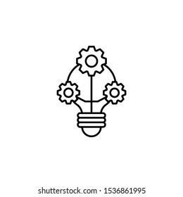 Lightbulb gears creativity icon. Simple line, outline vector of artificial Intelligence icons for ui and ux, website or mobile application