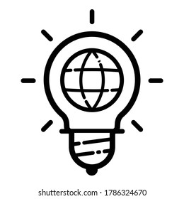 Lightbulb  Globe Idea World Flat Icon Isolated On White Background