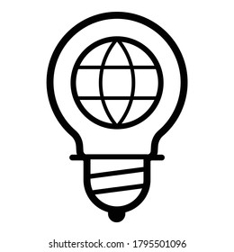 Lightbulb  Globe Idea World Flat Icon Isolated On White Background