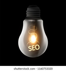 Lightbulb with glowing SEO concept. Graphic concept for your design