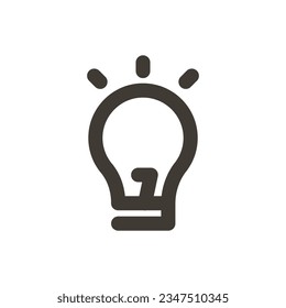 Lightbulb graphic element. Vector ultra minimal thick stroke graphic icon. Bright lamp. Trendy minimal design representing creativity, energy, ideas, solutions