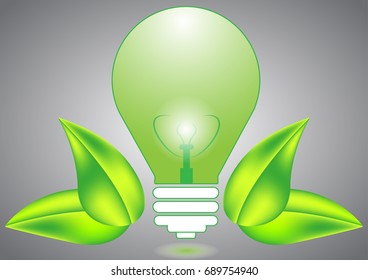 Lightbulb with green on gray background.