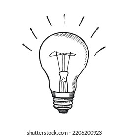 Lightbulb. Hand drawn illustration of lightbulb. Doodle style.