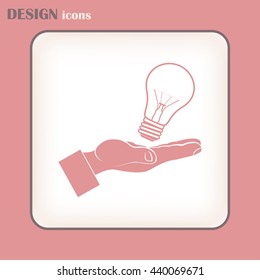 Lightbulb in hand icon vector