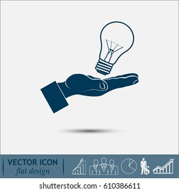 Lightbulb in hand icon vector