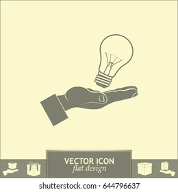 Lightbulb in hand icon vector