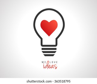 Lightbulb With Heart As Idea, Inspiration And Motivation Concept