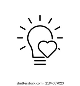lightbulb with a heart symbol, icon vector