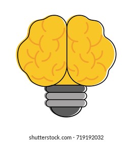 lightbulb with human brain shape icon image 