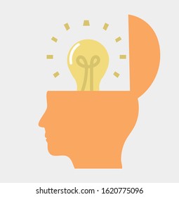 lightbulb in the human head vector illustration