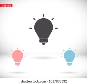 lightbulb icon 10 EPS. lorem ipsum Flat Design JPG