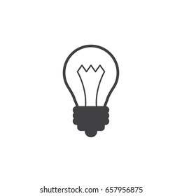 Lightbulb icon in black on a white background. Vector illustration