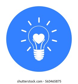 Lightbulb icon in black style isolated on white background. Romantic symbol stock vector illustration.