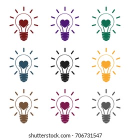 Lightbulb icon in black style isolated on white background. Romantic symbol stock vector illustration.