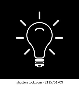 Lightbulb icon. Black and white light icon symbol vector illustration