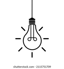 Lightbulb icon. Black and white light icon symbol vector illustration